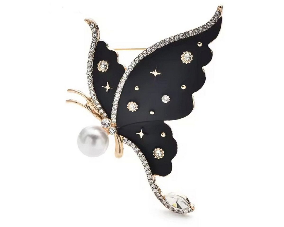 Dark-Desires Brosche Brosche fliegender Schmetterling in schwarz, Damen Brosche vintage Accesssoire retro Anstecknadel von Dark-Desires