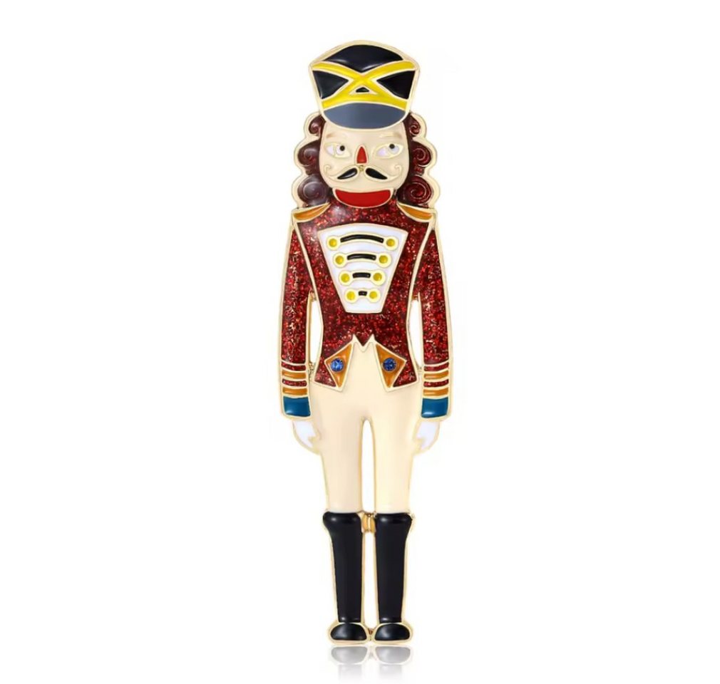 Dark-Desires Brosche Brosche zur Weihnachtszeit kleiner Nussknacker emailliert, Damen Brosche vintage Accesssoire retro Anstecknadel von Dark-Desires