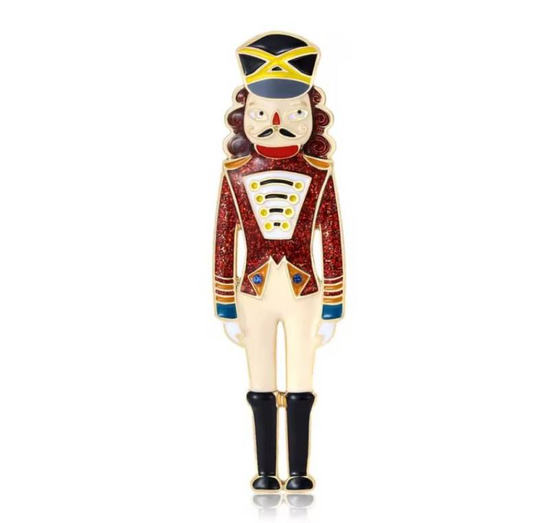Dark-Desires Brosche Brosche zur Weihnachtszeit kleiner Nussknacker emailliert, Damen Brosche vintage Accesssoire retro Anstecknadel von Dark-Desires