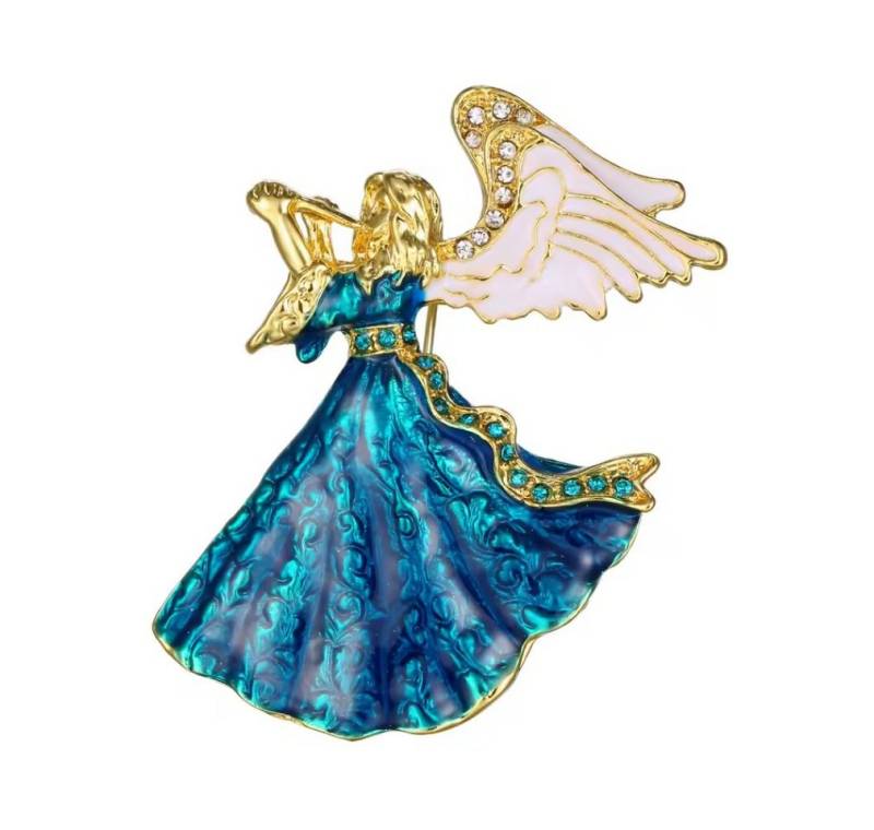 Dark-Desires Brosche Festliche Brosche vintage Engel mit Trompete, Festliche Brosche vintage Engel mit Trompete von Dark-Desires