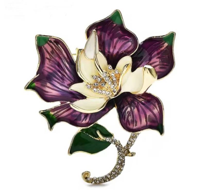 Dark-Desires Brosche Große vintage Brosche Lotusblüte gold-violett, Große vintage Brosche Lotusblüte gold-violett von Dark-Desires