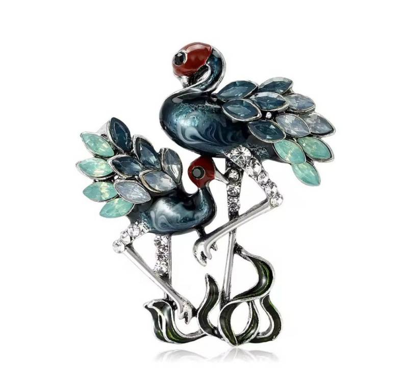 Dark-Desires Brosche Klassische Flamingo Brosche Mutter mit Kind, Klassische Flamingo Brosche Mutter mit Kind von Dark-Desires