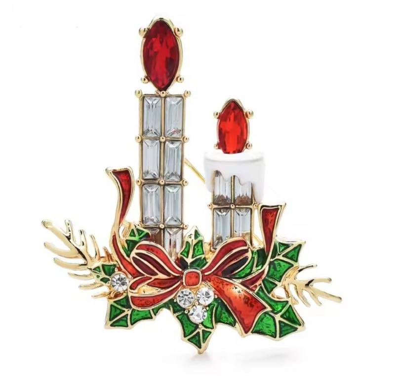 Dark-Desires Brosche Nostalgische Brosche Adventsgesteck emailliert mit Strass, Damen Brosche vintage Accesssoire retro Anstecknadel Dark-Desires Brosche Nostalgische Brosche Adventsgesteck emailliert mit Strass, Damen Brosche vintage Accesssoire retro Anstecknadel von Dark-Desires