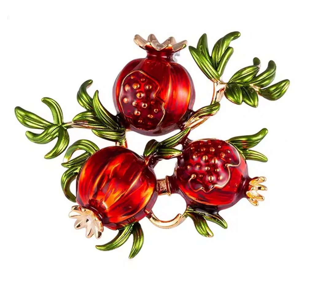Dark-Desires Brosche Nostalgische Brosche Granatapfel emailliert, Damen Brosche vintage Accesssoire retro Anstecknadel von Dark-Desires