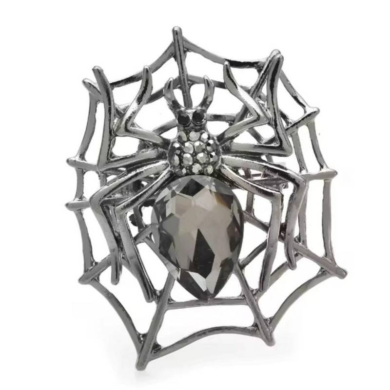 Dark-Desires Brosche Nostalgische Brosche Spinne im Spinnennetz silberfarben, Damen Brosche vintage Accesssoire retro Anstecknadel von Dark-Desires