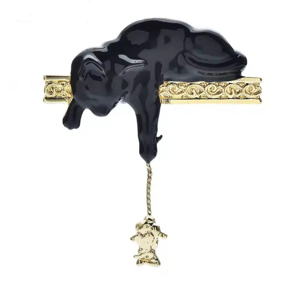 Dark-Desires Brosche Nostalgische Brosche spielende Katze mit Maus, Damen Brosche vintage Accesssoire retro Anstecknadel von Dark-Desires