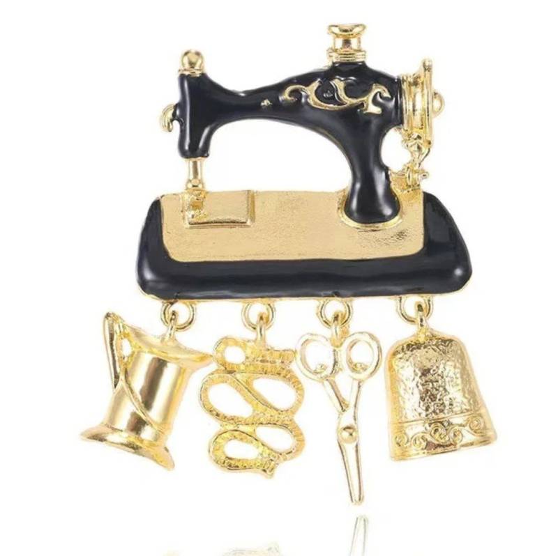 Dark-Desires Brosche Nostalgische Brosche vintage Nähmaschine Singer schwarz-gold, Nostalgische Brosche vintage Nähmaschine Singer schwarz-gold von Dark-Desires