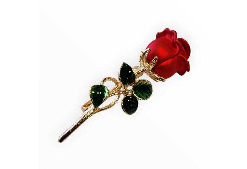 Dark-Desires Brosche Süße vintage Look Brosche rote Rose, Damen Brosche vintage Accesssoire retro Anstecknadel von Dark-Desires