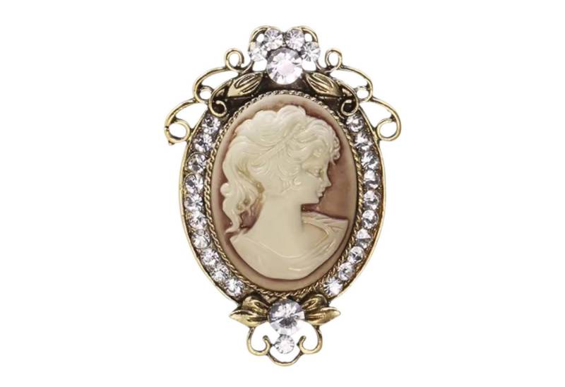 Dark-Desires Brosche Vintage Brosche Cameo gold-silberfarben, Damen Brosche vintage Accesssoire retro Anstecknadel von Dark-Desires