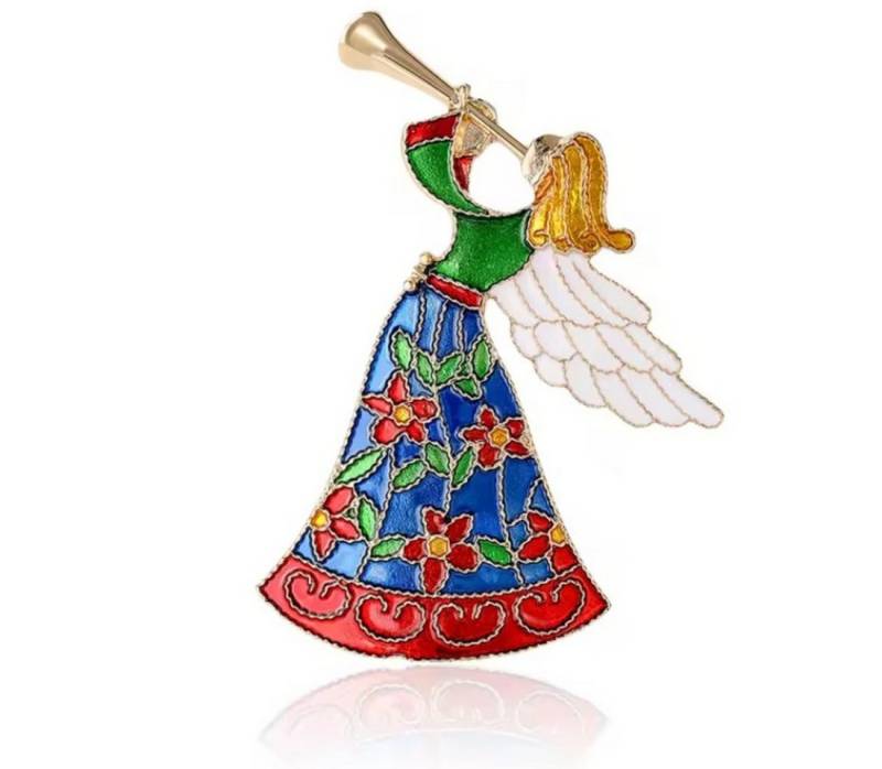 Dark-Desires Brosche Vintage Brosche Engel mit Trompete, Damen Brosche vintage Accesssoire retro Anstecknadel von Dark-Desires