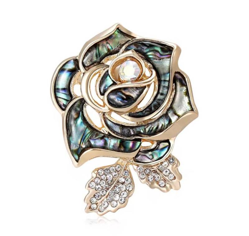 Dark-Desires Brosche Vintage Broschen Rosenblüte schimmernd, Vintage Broschen Rosenblüte schimmernd von Dark-Desires