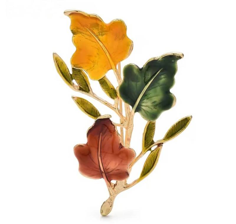 Dark-Desires Brosche Vintage Look Brosche Herbstbrosche Blätter, Damen Brosche vintage Accesssoire retro Anstecknadel von Dark-Desires