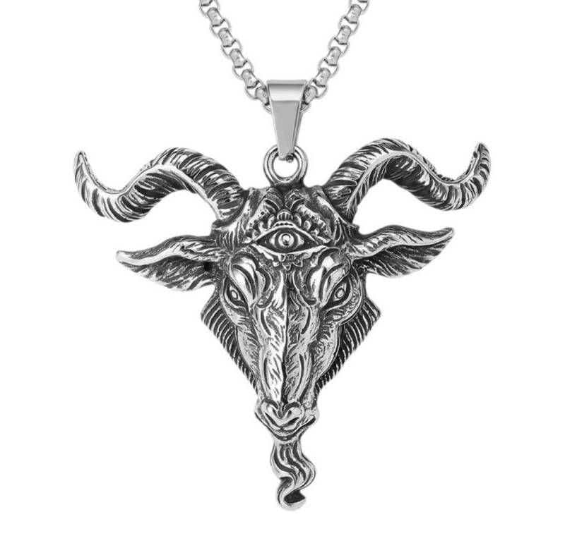 Dark-Desires Kette und Anhänger Set Düster Luzifer Baphomet Anhänger mit Kette Edelstahl von Dark-Desires