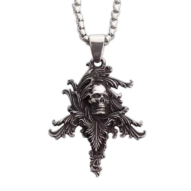 Dark-Desires Kette und Anhänger Set Düsterer Schädel Anhänger mit Kette Edelstahl, Düsterer Schädel Anhänger mit Kette Edelstahl von Dark-Desires