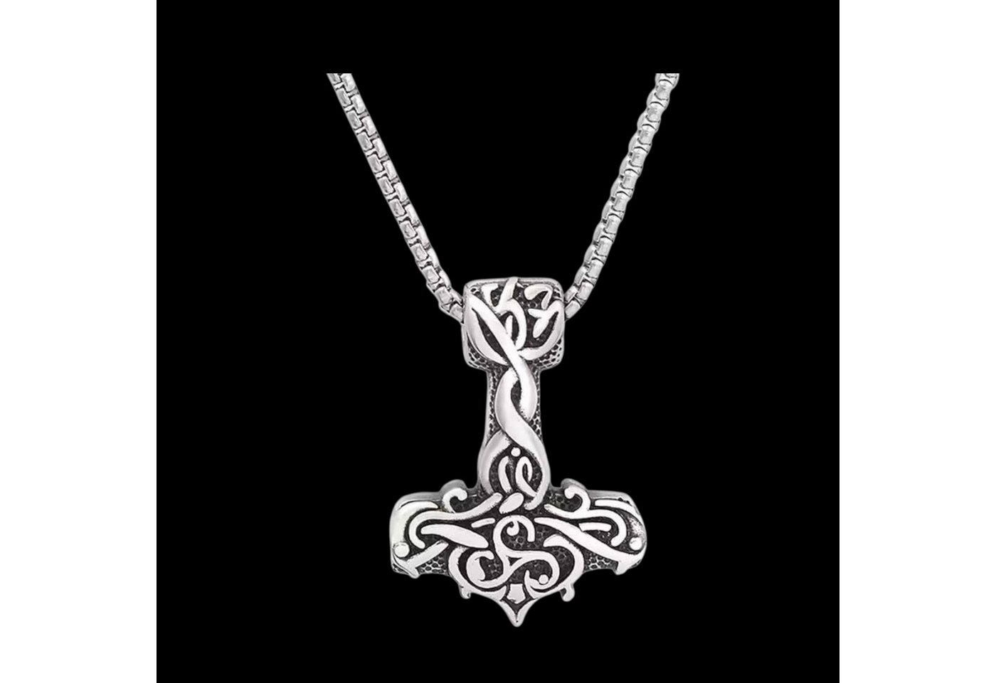 Dark-Desires Kette und Anhänger Set Edelstahl Wikinger Halskette Thorshammer mit Kette, Thorshammer Design von Dark-Desires