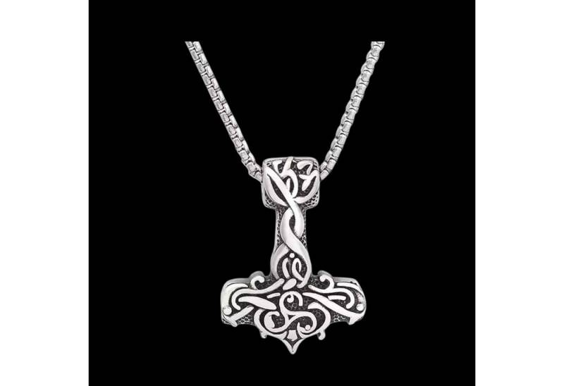 Dark-Desires Kette und Anhänger Set Edelstahl Wikinger Halskette Thorshammer mit Kette, Thorshammer Design von Dark-Desires