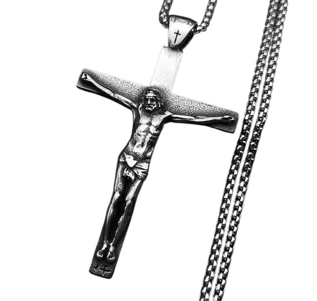 Dark-Desires Kette und Anhänger Set Nostalgische Halskette mit Anhänger "Jesu Christi" aus Edelstahl, Nostalgisches Design von Dark-Desires