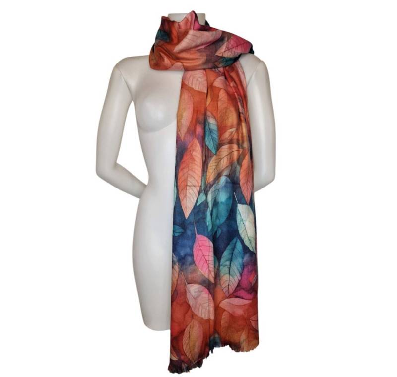 Dark-Desires Schal Kuscheliger Schal mit Blattmotiv bunt 180x80 cm, Kuschelig und stilvoll von Dark-Desires