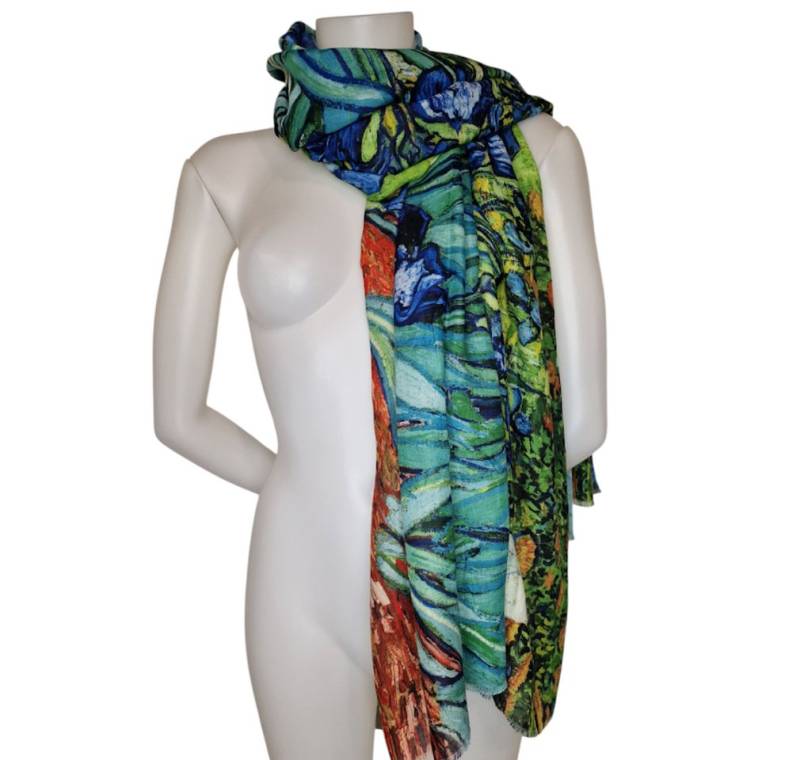 Dark-Desires Schal Leichter Schal mit Kunstmuster van Gogh "Iris" 180 x 90 von Dark-Desires
