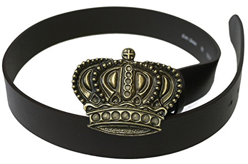 Dark Dreams Gothic Mittelalter LARP Ledergürtel braun Buckle Gürtelschnalle Gürtelschließe Krone crown König Königin King Queen altmessing, Länge:120 von Dark Dreams