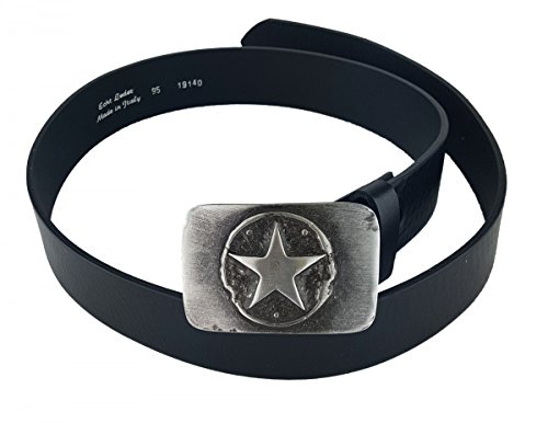 Dark Dreams Western Cowboy Sheriff Buckle Gürtelschnalle Stern schwarz mit schwarzem Ledergürtel, Länge:90 von Dark Dreams