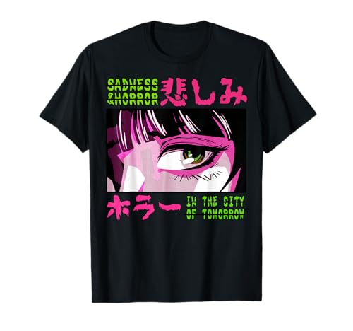 Anime-Mädchen mit Traurigkeit und Horror-Thema T-Shirt von Dark Fantasy Art