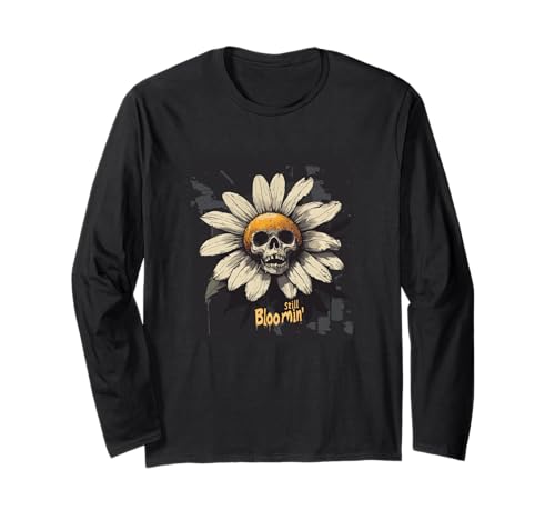 Skelett-Gänseblümchen mit noch blühender Blüte für Erwachsene und Kinder Langarmshirt Skelett-Gänseblümchen mit noch blühender Blüte für Erwachsene und Kinder Langarmshirt von Dark Gothic Outfit