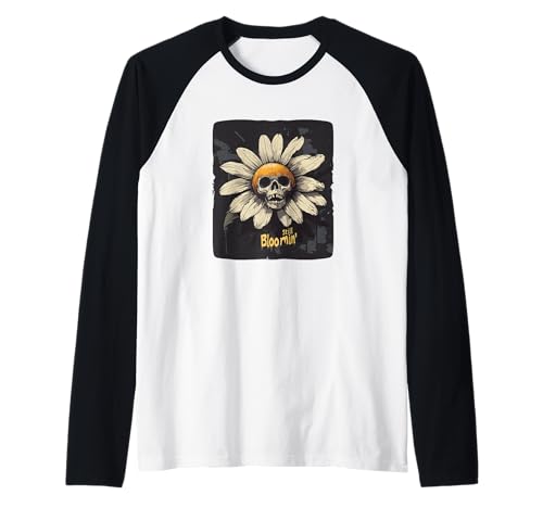 Skelett-Gänseblümchen mit noch blühender Blüte für Erwachsene und Kinder Raglan von Dark Gothic Outfit