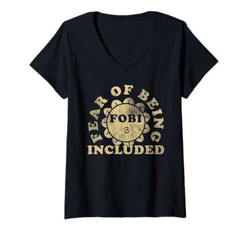 Damen FOBI Definition | Fear of Being Included | Cynicism T-Shirt mit V-Ausschnitt von Dark Humor Introvert Apparel