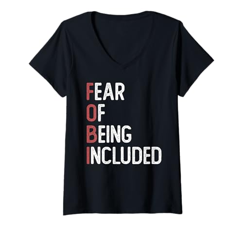 Damen FOBI Fear of Being Included | Introvert | Cynicism T-Shirt mit V-Ausschnitt von Dark Humor Introvert Apparel