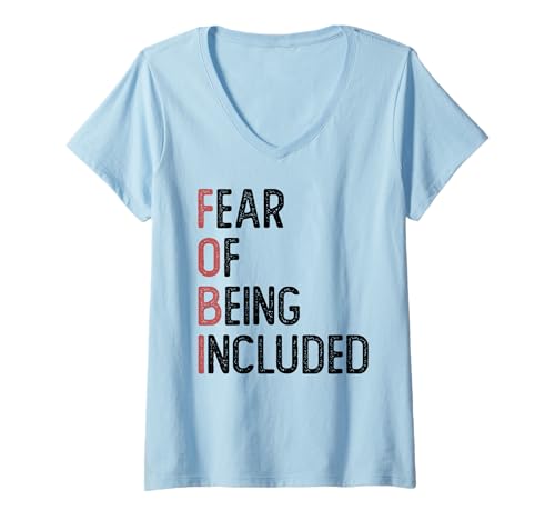 Damen FOBI Fear of Being Included | Introvert | Cynicism T-Shirt mit V-Ausschnitt von Dark Humor Introvert Apparel