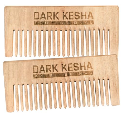 Dark Kesha Umweltfreundlicher, natürlicher Neem-Holzkamm mit breiten Zähnen für Damen und Herren, für Heilung und gesunde Haarmassage (Anti-Schuppen, Anti-Fall und krausfreies Haar) von Dark Kesha