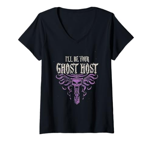 Damen I'll Be Your Ghost Host Gothic Skull Halloween Vibe T-Shirt mit V-Ausschnitt Damen I'll Be Your Ghost Host Gothic Skull Halloween Vibe T-Shirt mit V-Ausschnitt von Dark Spooky Enthusiast Halloween Party Costume