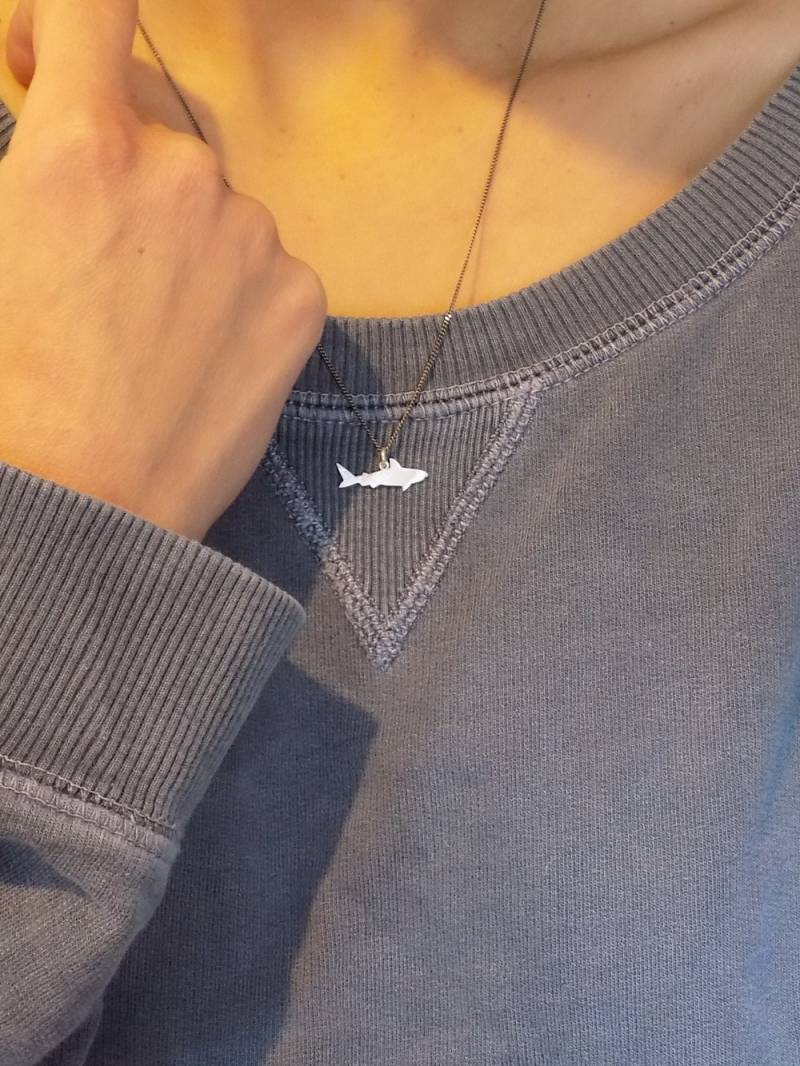 Mode Herren Damen Hai Design 925 Sterling Silber Anhänger Halskette Schmuck Geschenk Kostenloser Versand von DarkCharmJewelry