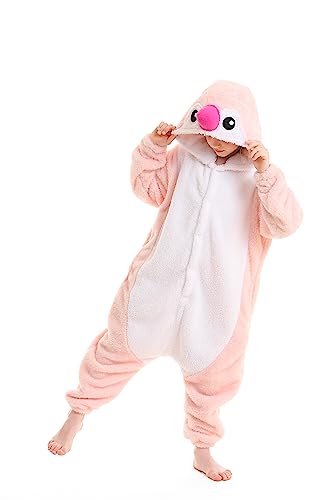 DarkCom FaschingsKostüm Tier Kostüm Onesie Kinder Weihnachten Nachtwäsche Cosplay Anime Schlafanzu Rosa Pinguin von DarkCom