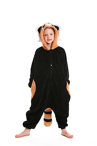 DarkCom FaschingsKostüm Tier Kostüm Onesie Kinder Weihnachten Nachtwäsche Cosplay Anime Schlafanzu Waschbär von DarkCom