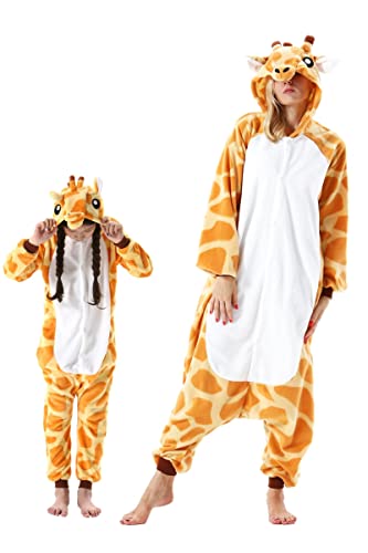 DarkCom Giraffe Onesie für Kinder und Erwachsene,Eltern-Kind Karneval Schlafanzug Cosplay Halloween Tierkostüm Weihnachten Pyjamas L von DarkCom