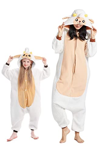 DarkCom Schafe Onesie für Kinder und Erwachsene,Eltern-Kind Karneval Schlafanzug Cosplay Halloween Tierkostüm Weihnachten Pyjamas 12-13 Years von DarkCom