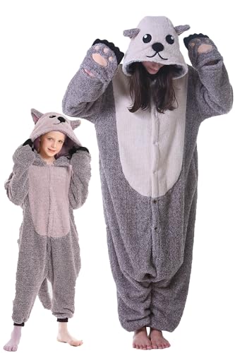 DarkCom Seeotter Onesie für Kinder und Erwachsene,Eltern-Kind Karneval Schlafanzug Cosplay Halloween Tierkostüm Weihnachten Pyjamas 8-9 Years von DarkCom