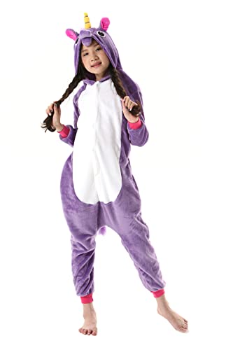 DarkCom Tier Kostüm Onesie Kinder Weihnachten FaschingsKostüm Cosplay Anime Schlafanzu Nachtwäsche Einhorn Lila von DarkCom