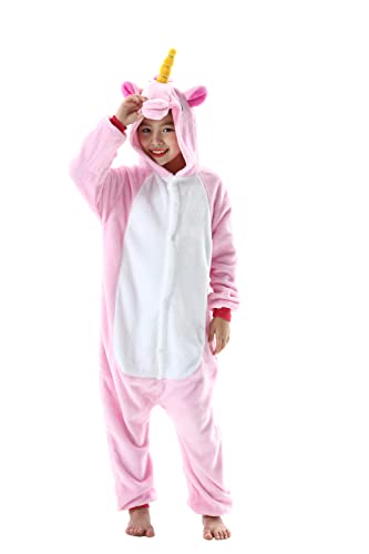 DarkCom Tier Kostüm Onesie Kinder Weihnachten FaschingsKostüm Cosplay Anime Schlafanzu Nachtwäsche Einhorn Rosa von DarkCom