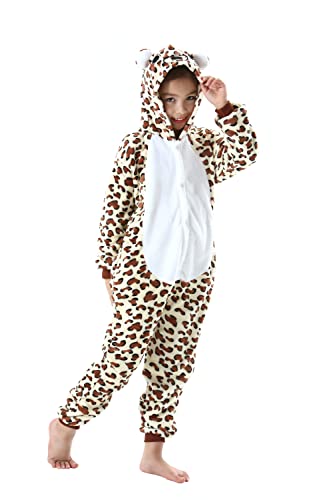 DarkCom Tier Kostüm Onesie Kinder Weihnachten FaschingsKostüm Cosplay Anime Schlafanzu Nachtwäsche Leopardenbär von DarkCom