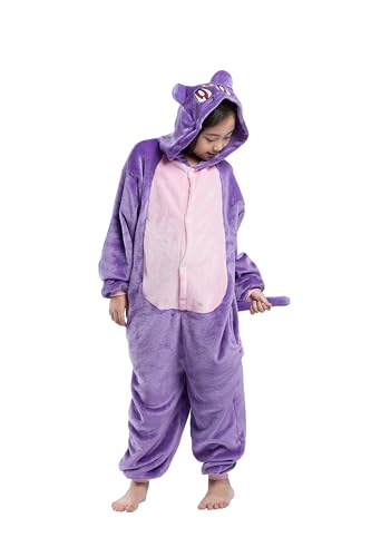 DarkCom Tier Kostüm Onesie Kinder Weihnachten FaschingsKostüm Cosplay Anime Schlafanzu Nachtwäsche Lila Katze von DarkCom