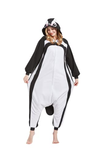 DarkCom Tier Onesie Halloween Cosplay Afrikanischer Pinguin Kostüm Karneval Einteiliger Pyjamas Jumpsuit für Frauen und Männer L von DarkCom