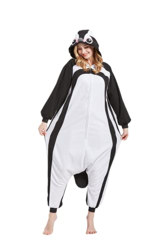 DarkCom Tier Onesie Halloween Cosplay Afrikanischer Pinguin Kostüm Karneval Einteiliger Pyjamas Jumpsuit für Frauen und Männer M von DarkCom