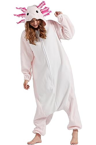 DarkCom Tier Onesie Halloween Cosplay Axolotl Kostüm Karneval Einteiliger Pyjamas Overall für Damen und Herren S von DarkCom