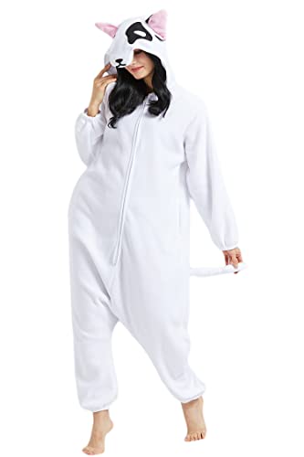 DarkCom Tier Onesie Halloween Cosplay Bull Terrier Kostüm Karneval Einteiliger Pyjamas Overall für Damen und Herren L von DarkCom