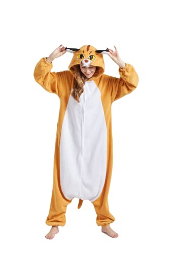 DarkCom Tier Onesie Halloween Cosplay Caracal Katze Kostüm Karneval Einteiliger Pyjamas Jumpsuit für Frauen und Männer XL von DarkCom