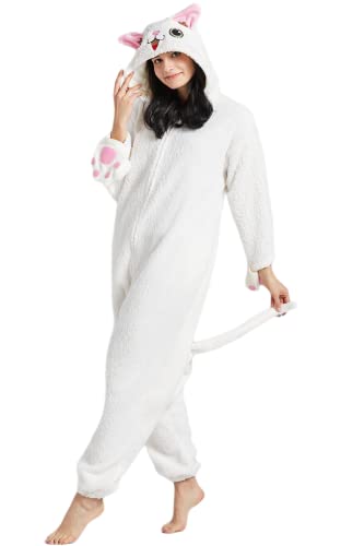 DarkCom Tier Onesie Halloween Cosplay Cornish Rex Kostüm Karneval Einteiliger Pyjamas Overall für Frauen und Männer S von DarkCom