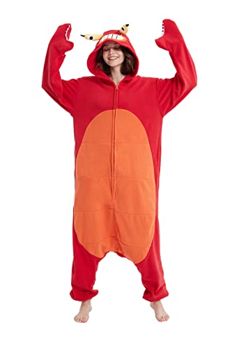 DarkCom Tier Onesie Halloween Cosplay Fiddler Crab Kostüm Karneval Einteiliger Pyjamas Overall für Frauen und Männer S von DarkCom